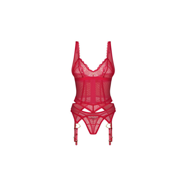 Cupide Desir corset et string - Rouge